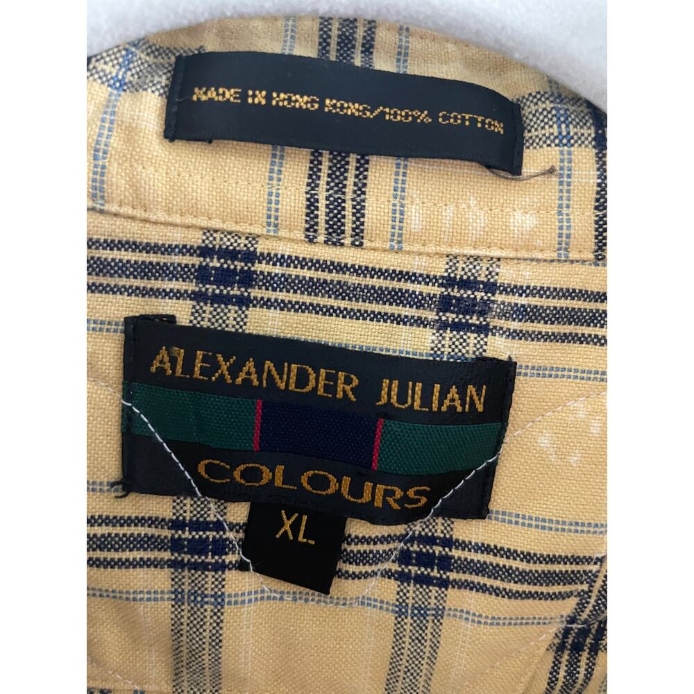 Vintage Alexander Julian Plaid Lace Upcycled Shirt XL Boho Cottagecore - Picture 8 of 10